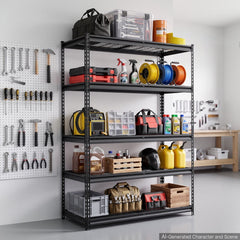 VEVOR Storage Shelves, 5-Tier 3000 lbs Garage Shelving 48 x 20 x 71.4 in, for Garage, Basement, Warehouse, Kitchen