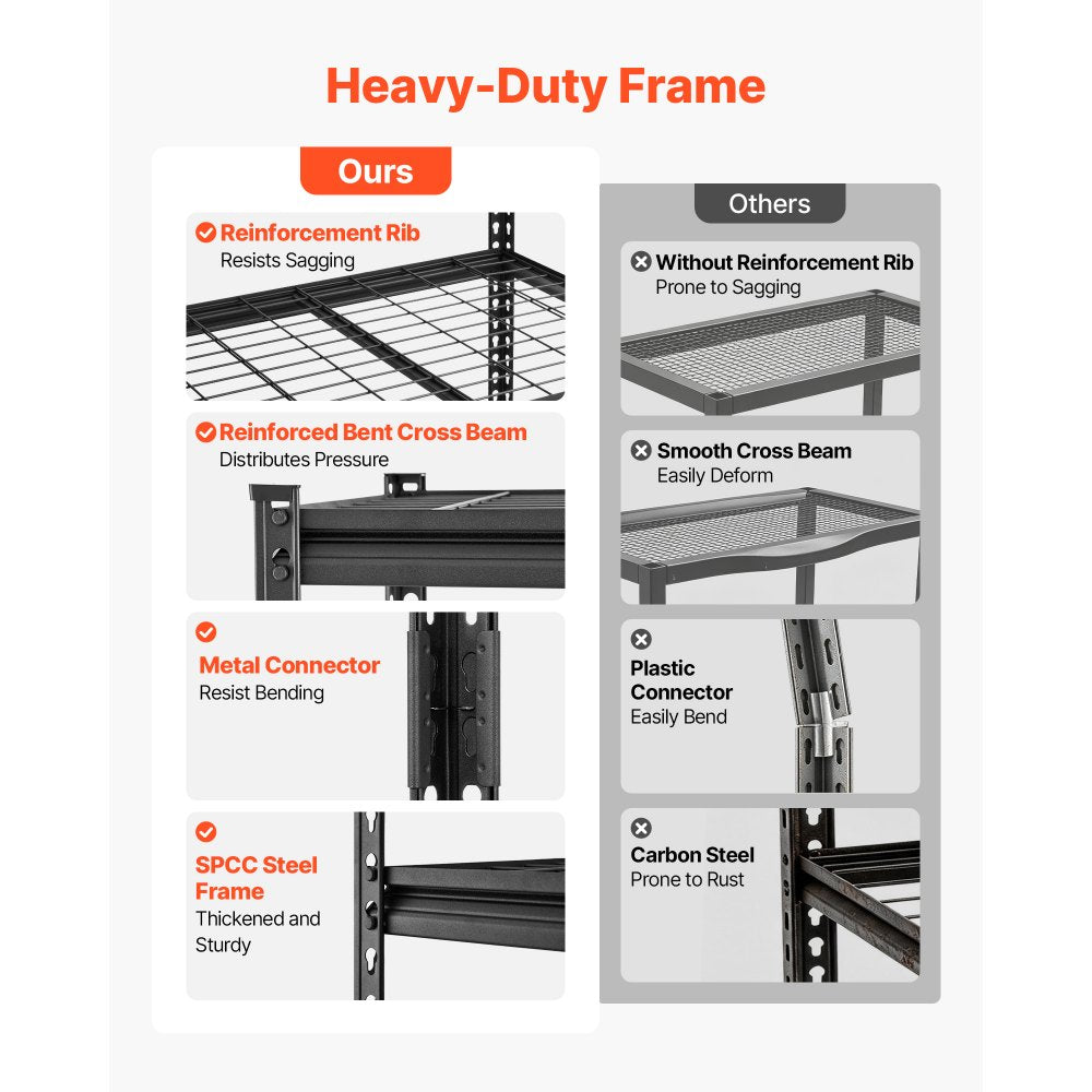 VEVOR Storage Shelves, 6-Tier 3600 lbs Garage Shelving 55 x 24 x 77 in, for Garage, Basement, Warehouse, Kitchen