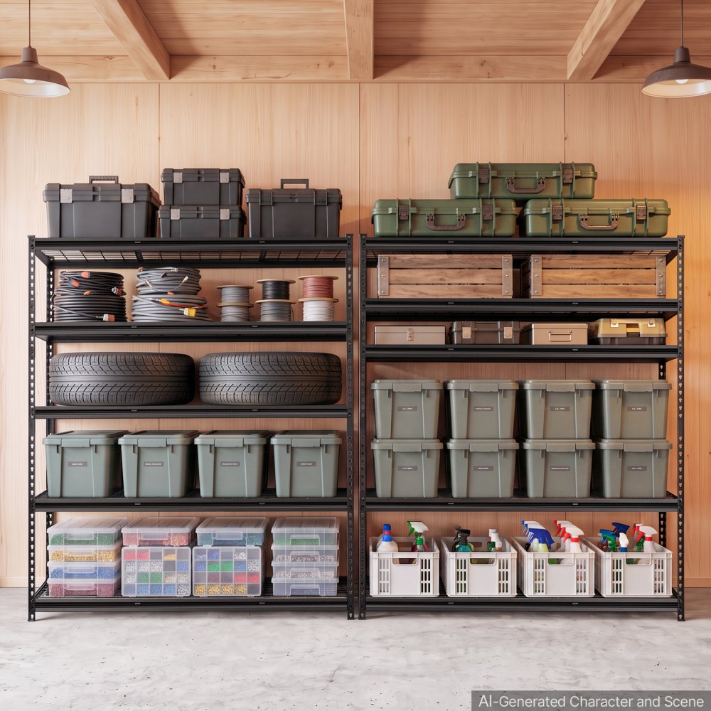 VEVOR Storage Shelves, 5-Tier 3000 lbs Garage Shelving 60 x 24 x 71.4 in, for Garage, Basement, Warehouse, Workshop