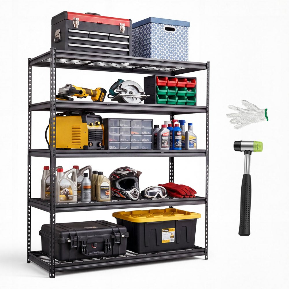 VEVOR Storage Shelves, 5-Tier 3000 lbs Garage Shelving 60 x 24 x 71.4 in, for Garage, Basement, Warehouse, Workshop