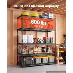 VEVOR Storage Shelves, 5-Tier 3000 lbs Garage Shelving 60 x 24 x 77 in, for Garage, Basement, Warehouse, Workshop