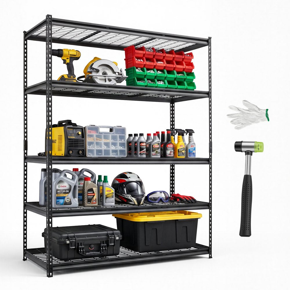 VEVOR Storage Shelves, 5-Tier 3000 lbs Garage Shelving 60 x 24 x 77 in, for Garage, Basement, Warehouse, Workshop