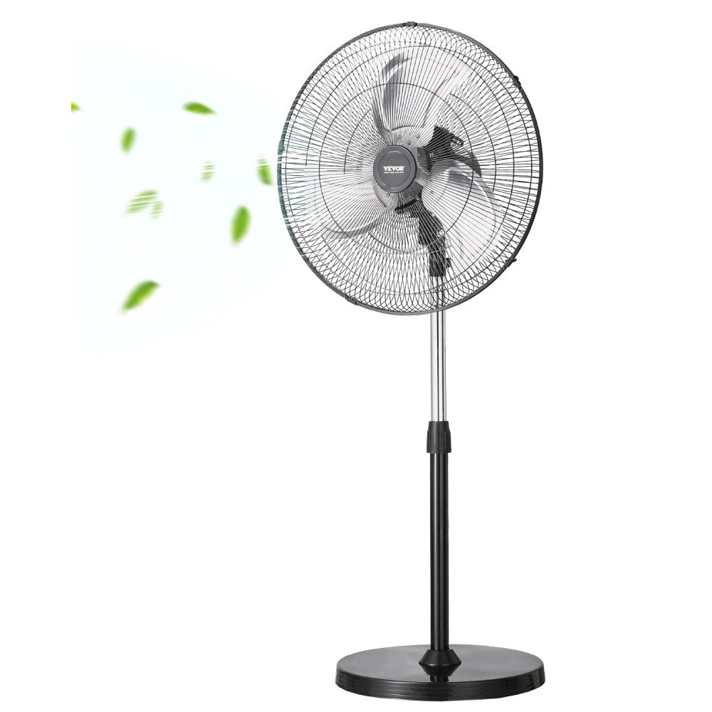 VEVOR Industrial Pedestal Fan, 20 Inch 90-Degree Oscillating Fan, Height Adjustable Standing Fans with 3 Adjustable