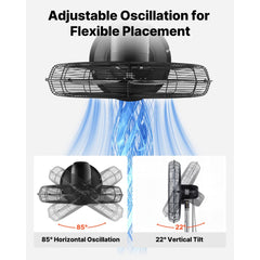 VEVOR 24-Inch High Velocity Pedestal Fan, 6800 CFM Industrial Standing Floor Fan with 85° Oscillating, 3-Speed