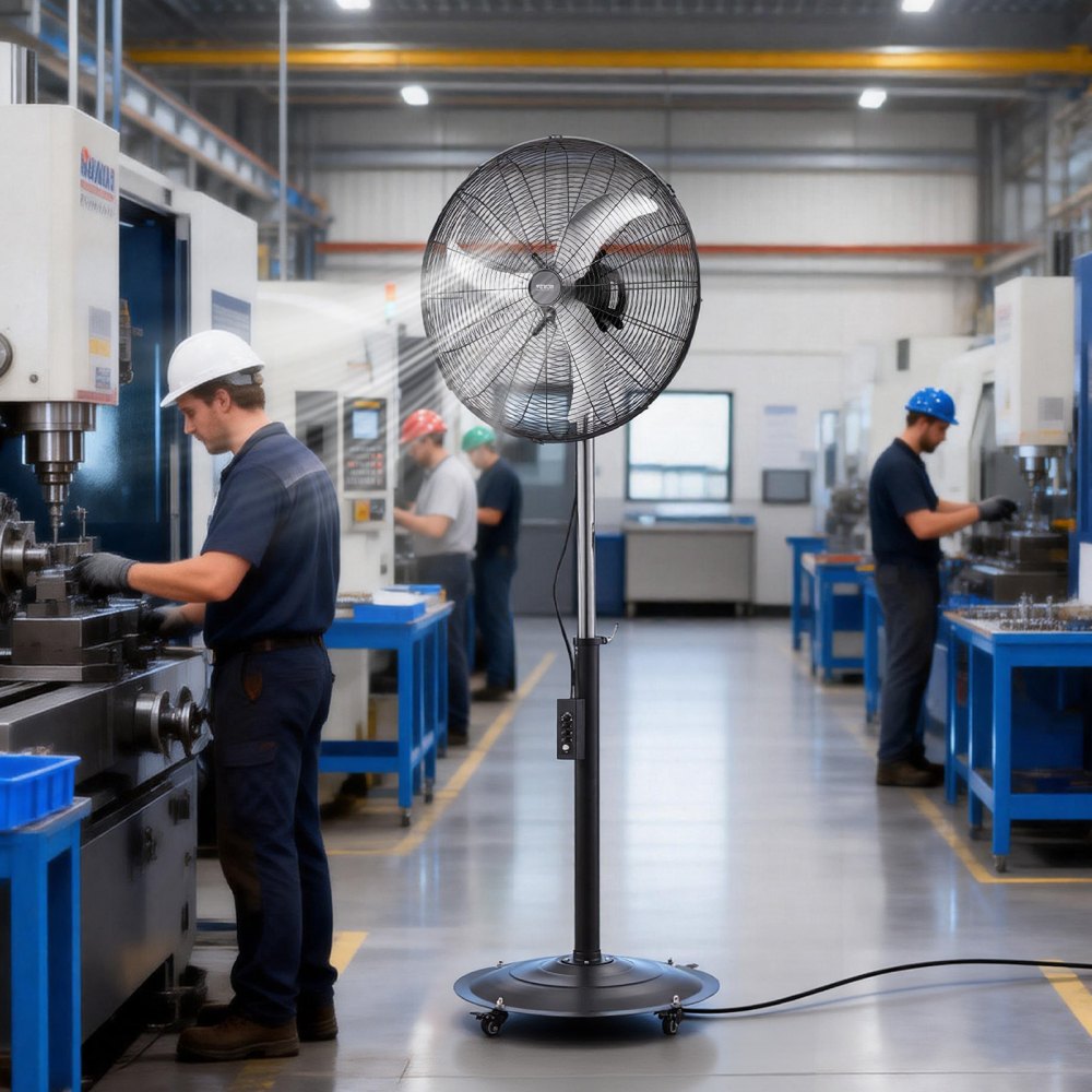 VEVOR 24-Inch High Velocity Pedestal Fan, 6800 CFM Industrial Standing Floor Fan with 85° Oscillating, 3-Speed