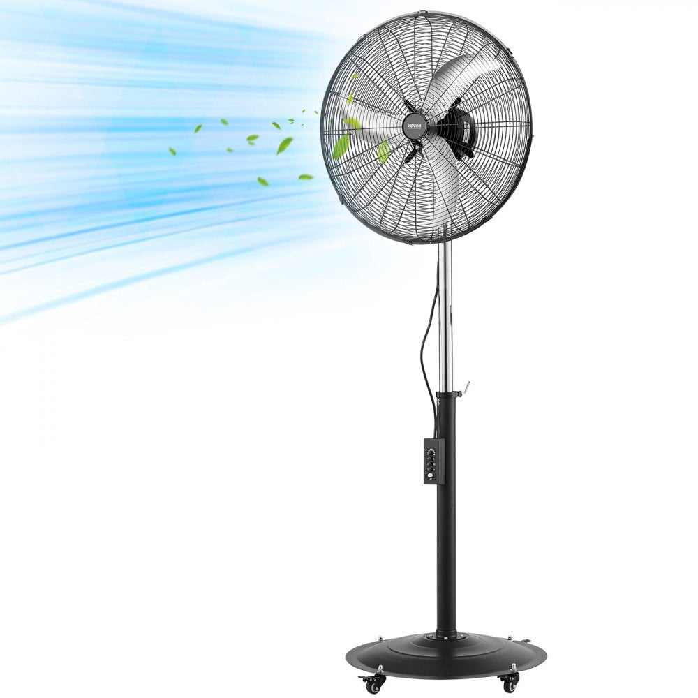VEVOR 24-Inch High Velocity Pedestal Fan, 6800 CFM Industrial Standing Floor Fan with 85° Oscillating, 3-Speed