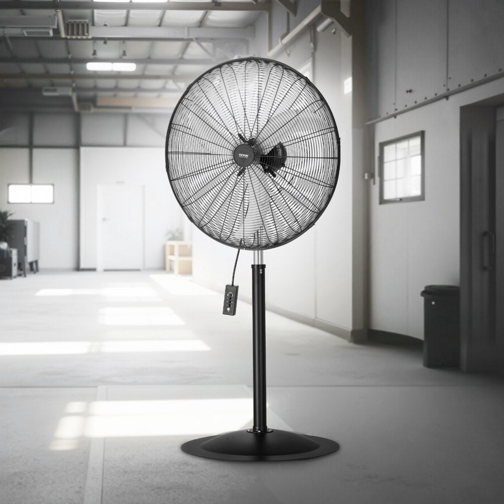 VEVOR Industrial Pedestal Fan, 30 Inch 85-Degree Oscillating Fan, Height Adjustable Standing Fans with 3 Adjustable