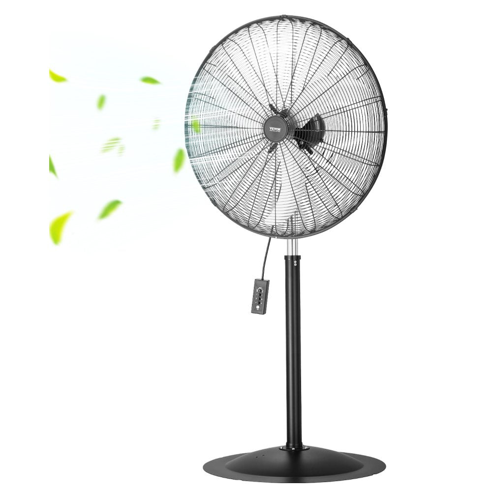 VEVOR Industrial Pedestal Fan, 30 Inch 85-Degree Oscillating Fan, Height Adjustable Standing Fans with 3 Adjustable