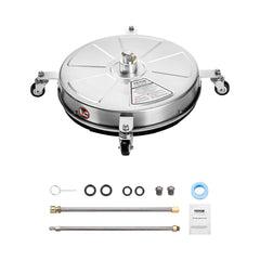 VEVOR 18" Pressure Washer Surface Cleaner, Stainless Steel Pressure Washer Attachments with 4 Wheels, 4000 Max PSI, 1/4