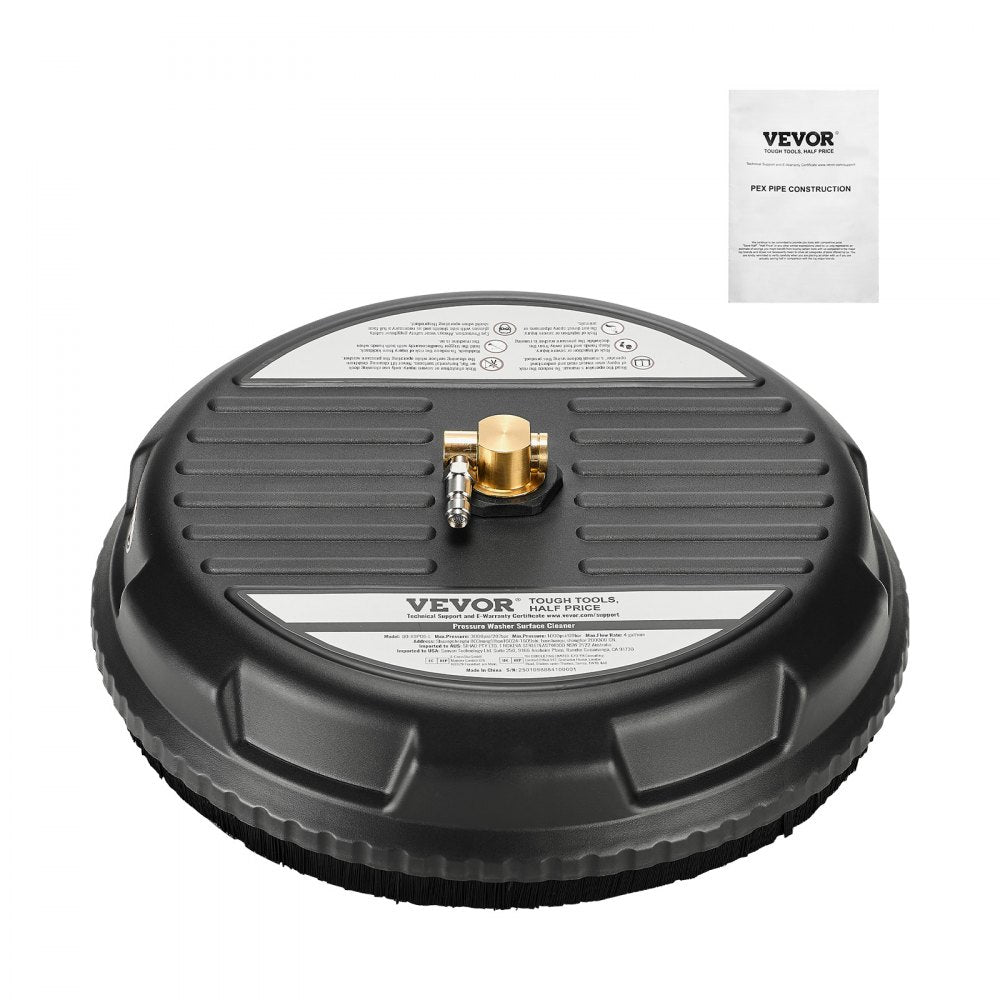 VEVOR 15" Pressure Washer Surface Cleaner, Plastic Pressure Washer Attachment, 4000 Max PSI, 1/4" Quick Connector, 2