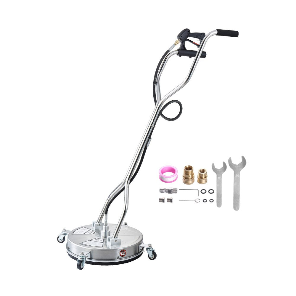 VEVOR 18" Pressure Washer Surface Cleaner, Stainless Steel Pressure Washer Attachments with 4 Wheels, 4000 Max PSI, 3/8