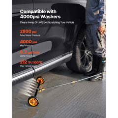VEVOR 24" Pressure Washer Undercarriage Cleaner, Stainless Steel Surface Cleaner for Pressure Washer, 4000 Max PSI