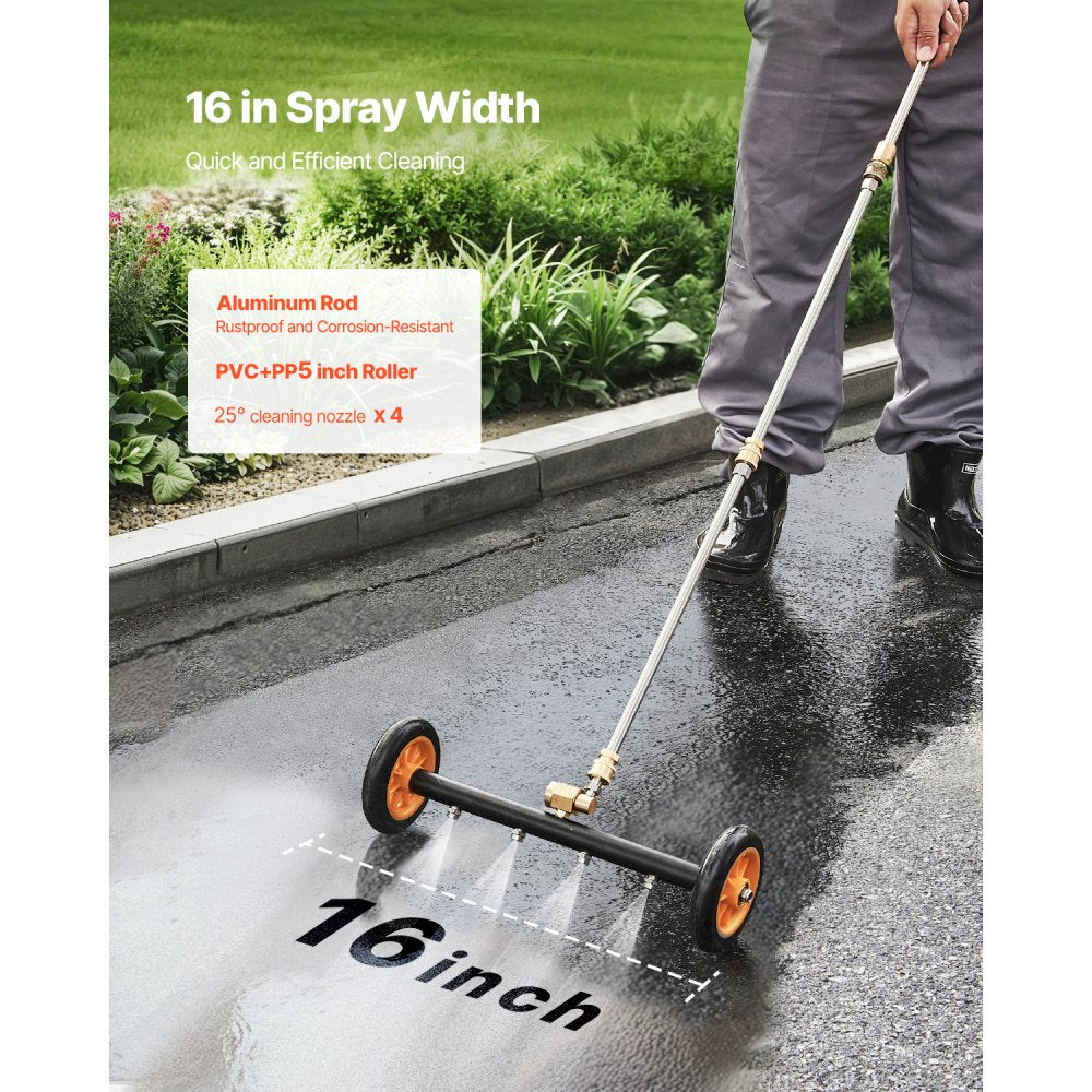 VEVOR 16" Pressure Washer Undercarriage Cleaner, Stainless Steel Surface Cleaner for Pressure Washer, 4000 Max PSI