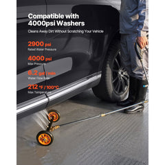 VEVOR 16" Pressure Washer Undercarriage Cleaner, Stainless Steel Surface Cleaner for Pressure Washer, 4000 Max PSI