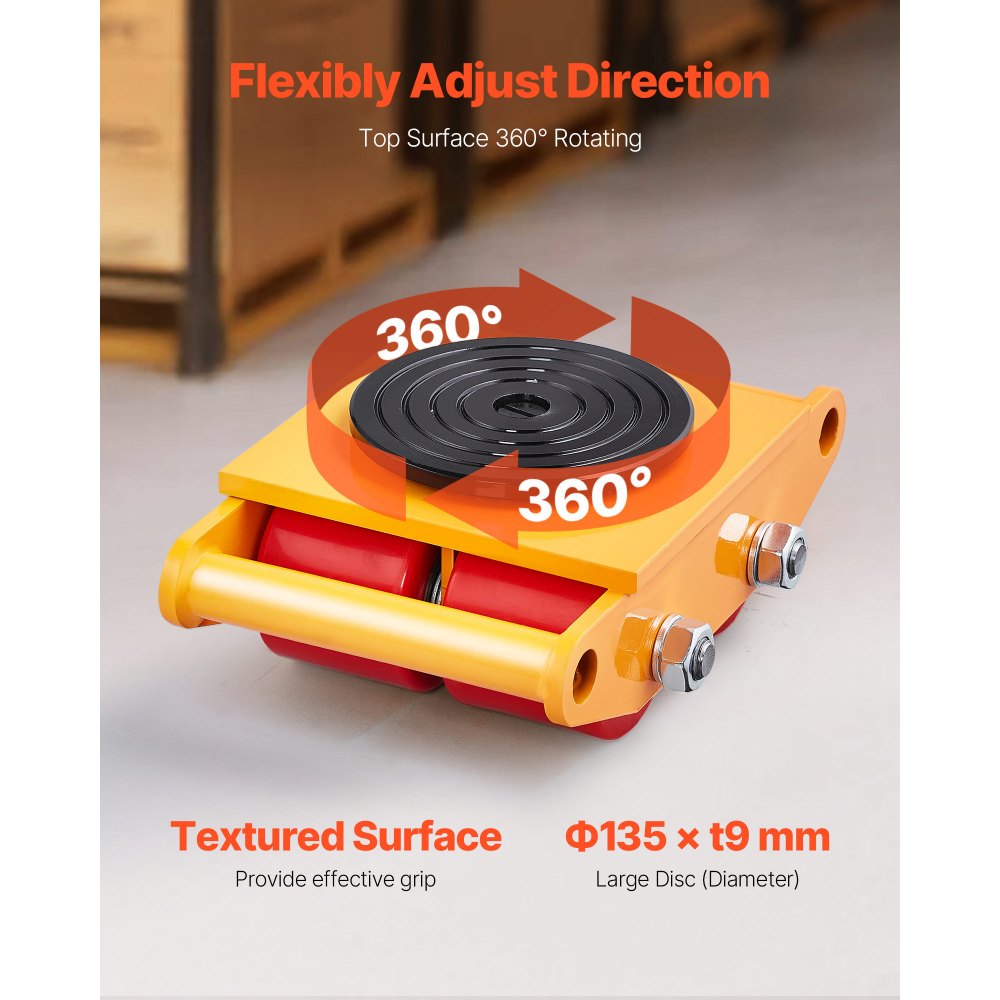 VEVOR 4PCS Machinery Skate Dolly, 17637 LBS/8T Industrial Machinery Mover, Heavy Duty Carbon Steel Machinery Moving