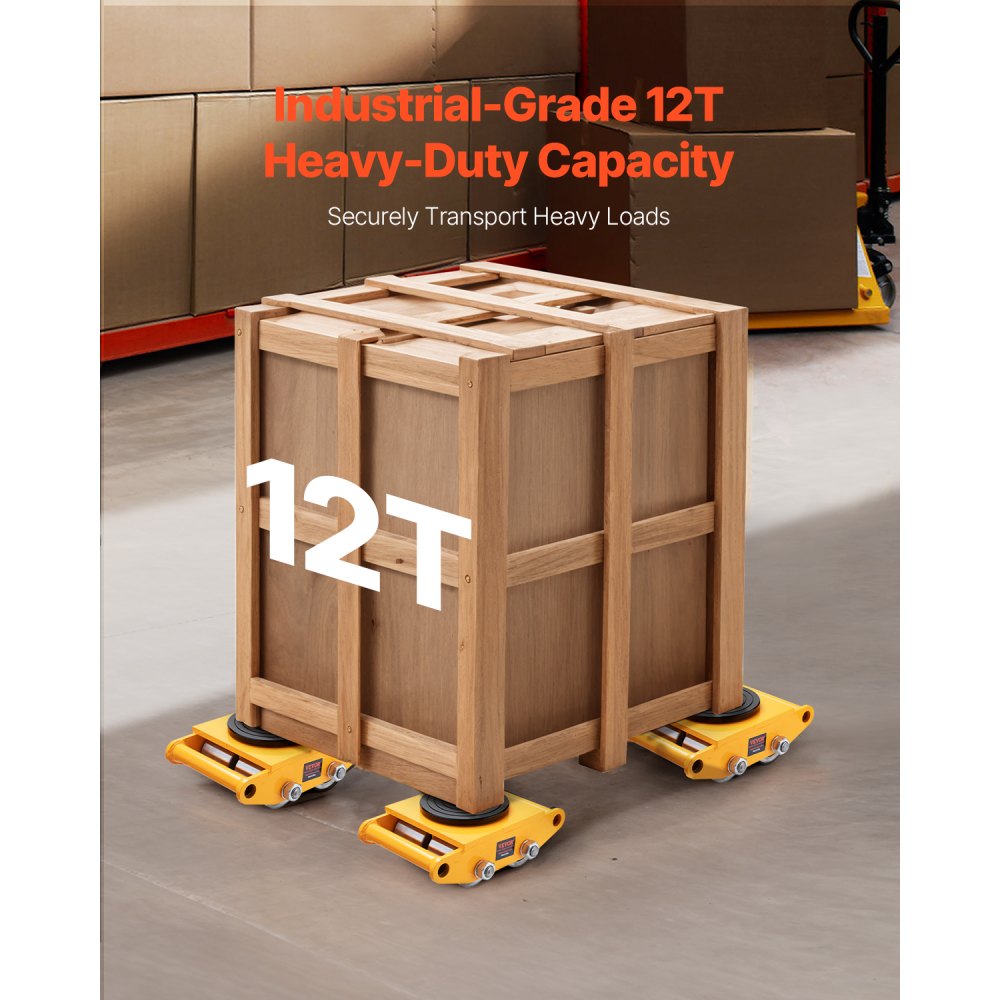 VEVOR 4PCS Machinery Skate Dolly, 26455LBS/12T Industrial Machinery Mover, Heavy Duty Carbon Steel Machinery Moving
