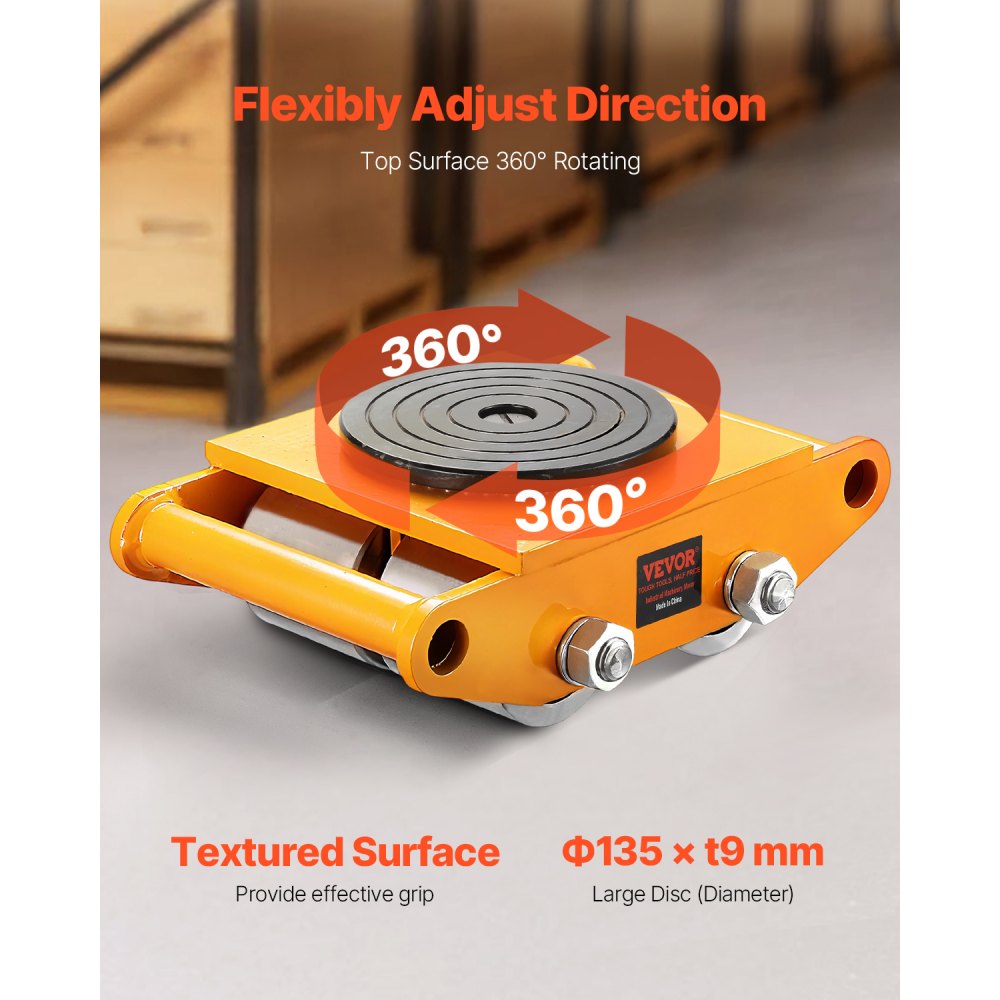 VEVOR 4PCS Machinery Skate Dolly, 26455LBS/12T Industrial Machinery Mover, Heavy Duty Carbon Steel Machinery Moving