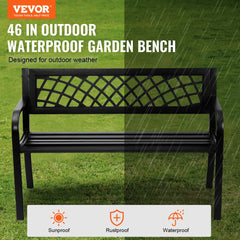 VEVOR Outdoor Bench,46 inches Metal Garden Bench for Outdoors, 480 lbs Load Capacity Bench, Outdoor Garden Park Bench