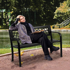 VEVOR Outdoor Bench,46 inches Metal Garden Bench for Outdoors, 480 lbs Load Capacity Bench, Outdoor Garden Park Bench