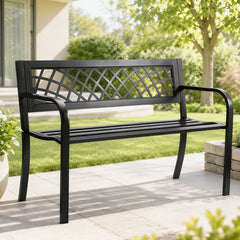 VEVOR Outdoor Bench,46 inches Metal Garden Bench for Outdoors, 480 lbs Load Capacity Bench, Outdoor Garden Park Bench