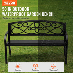 VEVOR Outdoor Bench, 50 inches Metal Garden Bench for Outdoors, 550 lbs Load Capacity Bench, Outdoor Garden Park Bench