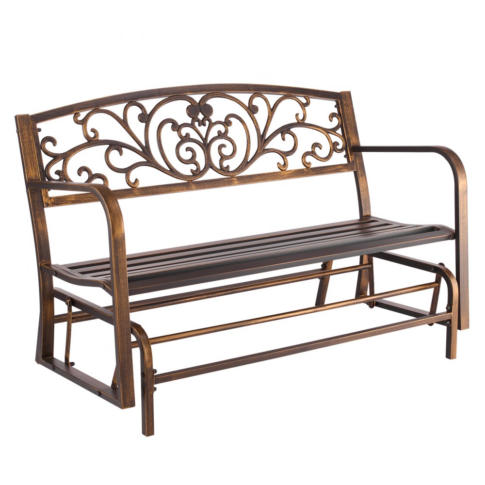 VEVOR Outdoor Bench, 50 inch, Carbon Steel Metal Frame with Cast Iron Backrest and Round Edge Armrests, Weatherproof