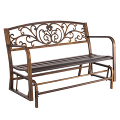 VEVOR Outdoor Bench, 50 inch, Carbon Steel Metal Frame with Cast Iron Backrest and Round Edge Armrests, Weatherproof