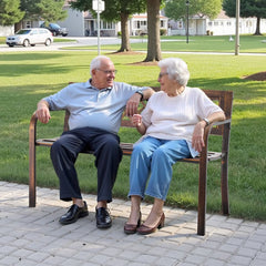 VEVOR Outdoor Bench, 46 inch, Carbon Steel Metal Frame with PVC Mesh Pattern Backrest and Round Edge Armrests