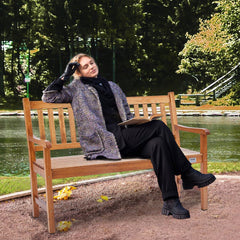 VEVOR Outdoor Bench, 50 inches Wood Garden Bench for Outdoors, Outdoor Garden Park Bench with Backrest and Armrests