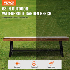 VEVOR Outdoor Bench, 63 inches Wood Garden Bench with Metal Leg for Outdoors, Outdoor Garden Park Bench, 500 lbs Load