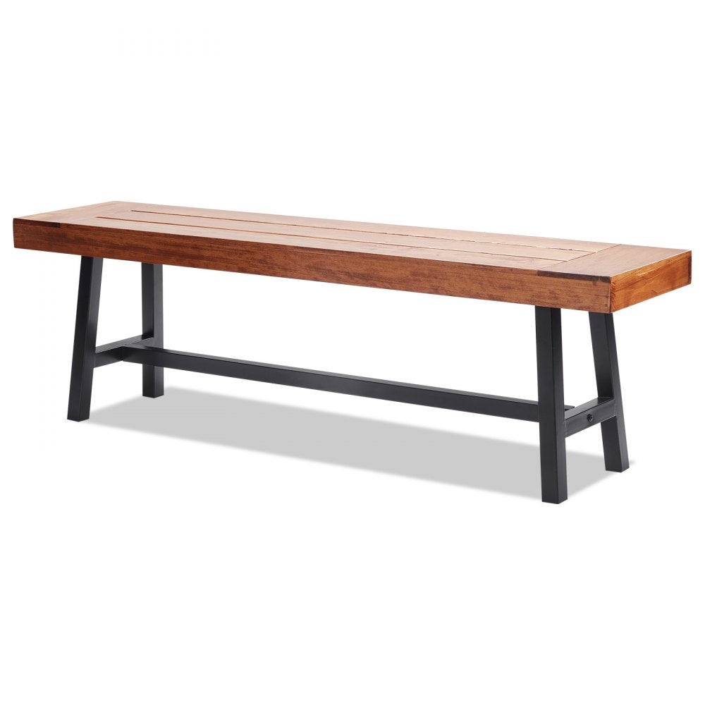 VEVOR Outdoor Bench, 63 inches Wood Garden Bench with Metal Leg for Outdoors, Outdoor Garden Park Bench, 500 lbs Load