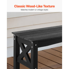 VEVOR Outdoor Bench, 44.5 inch, 600 lbs Weight Capacity, Weatherproof Plastic Frame with Adjustable Level Footpads and