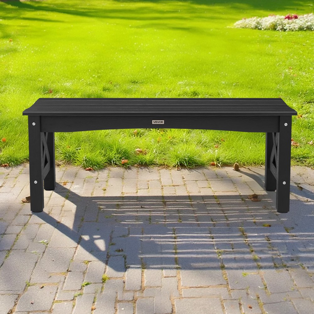 VEVOR Outdoor Bench, 44.5 inch, 600 lbs Weight Capacity, Weatherproof Plastic Frame with Adjustable Level Footpads and