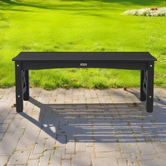 VEVOR Outdoor Bench, 44.5 inch, 600 lbs Weight Capacity, Weatherproof Plastic Frame with Adjustable Level Footpads and