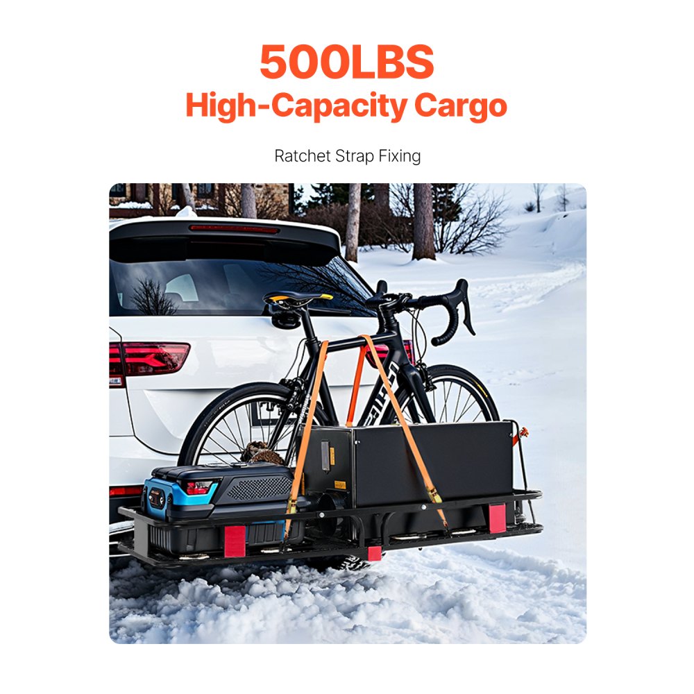 VEVOR 70" x 30" x 6", Hitch Cargo Carrier, 500 lbs Capacity Hitch Cargo Carrier with Nighttime Reflective Reminder