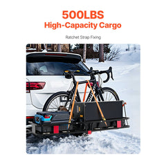VEVOR 70" x 30" x 6", Hitch Cargo Carrier, 500 lbs Capacity Hitch Cargo Carrier with Nighttime Reflective Reminder