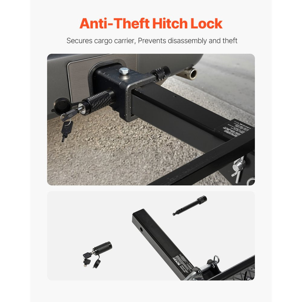 VEVOR 70" x 30" x 6", Hitch Cargo Carrier, 500 lbs Capacity Hitch Cargo Carrier with Nighttime Reflective Reminder