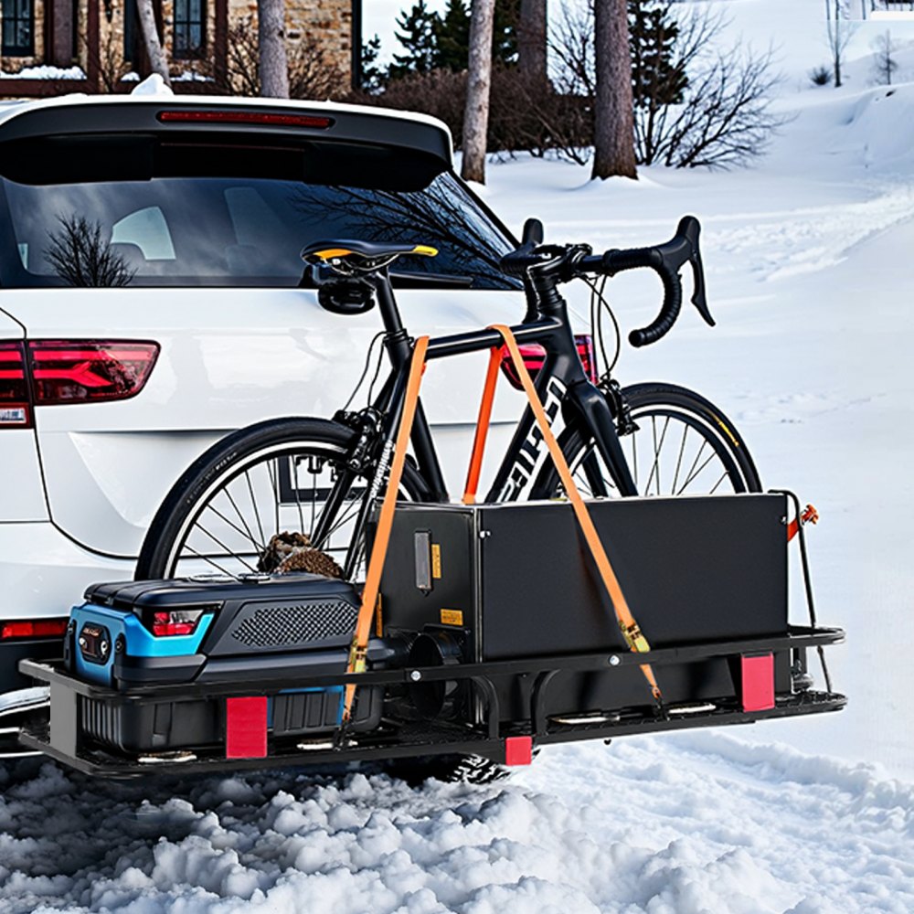 VEVOR 70" x 30" x 6", Hitch Cargo Carrier, 500 lbs Capacity Hitch Cargo Carrier with Nighttime Reflective Reminder
