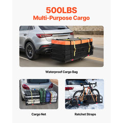 VEVOR 60" x 24" x 14", Hitch Cargo Carrier, 500 lbs Capacity Hitch Cargo Carrier with Cargo Net & Waterproof Cargo Bag