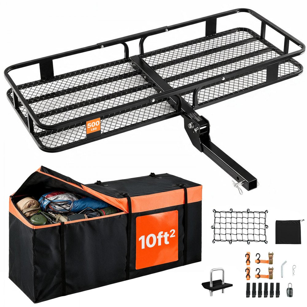 VEVOR 60" x 24" x 14", Hitch Cargo Carrier, 500 lbs Capacity Hitch Cargo Carrier with Cargo Net & Waterproof Cargo Bag