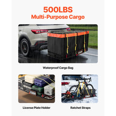VEVOR 70" x 30" x 6", Hitch Cargo Carrier, 500 lbs Capacity Hitch Cargo Carrier with Ratchet Straps & Cargo Bag