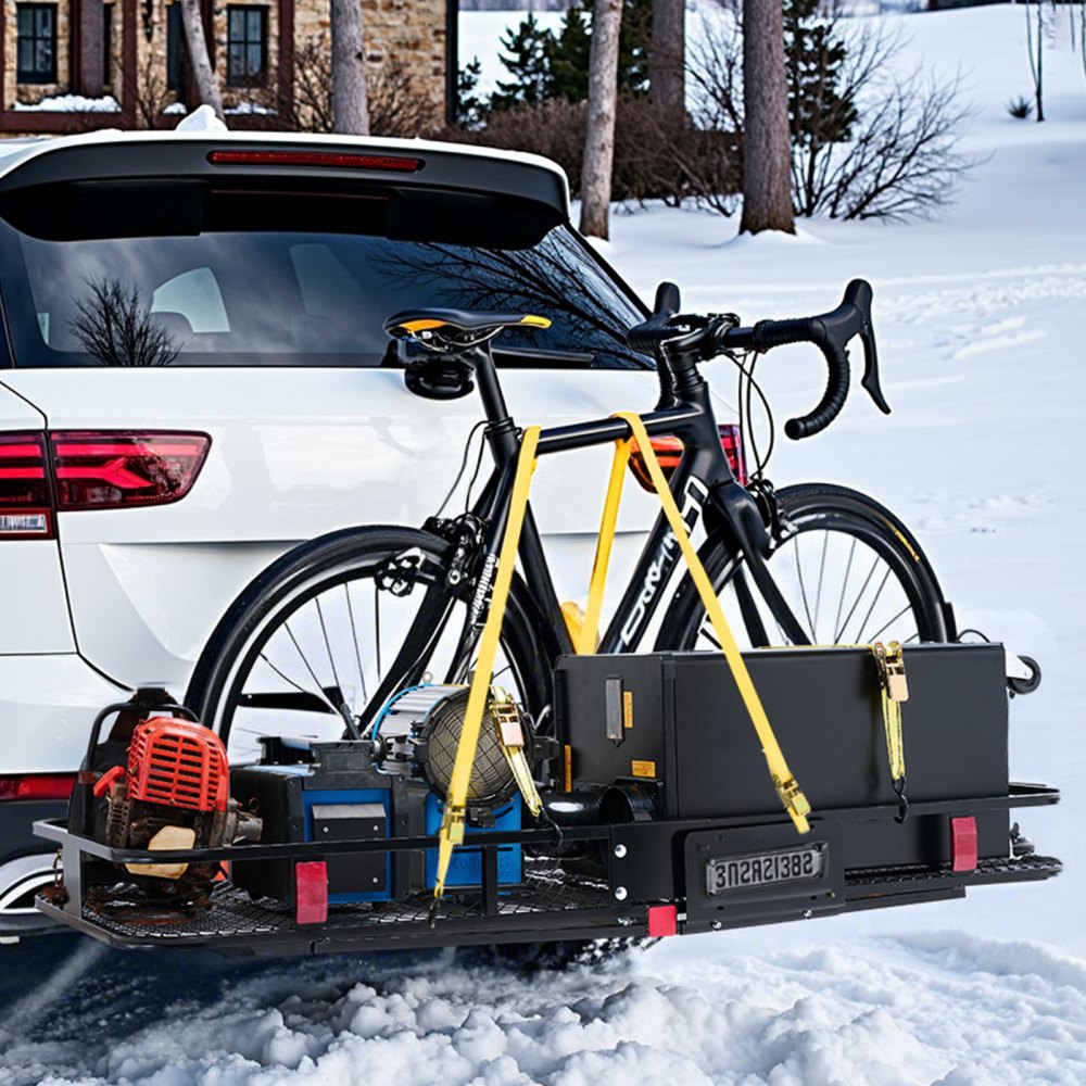 VEVOR 70" x 30" x 6", Hitch Cargo Carrier, 500 lbs Capacity Hitch Cargo Carrier with Ratchet Straps & Cargo Bag