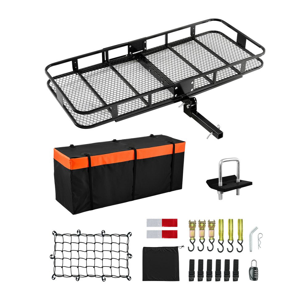 VEVOR 70" x 30" x 6", Hitch Cargo Carrier, 500 lbs Capacity Hitch Cargo Carrier with Ratchet Straps & Cargo Bag