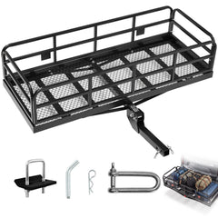 VEVOR 60" x 24" x 14", Hitch Cargo Carrier, 500 lbs Capacity Hitch Cargo Carrier with Anti-Rattle Hitch Stabilizer