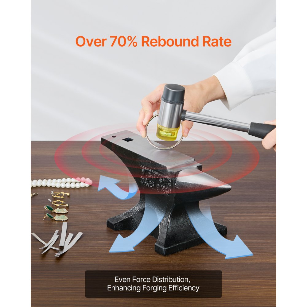 VEVOR Single Horn Anvil, 25lbs Cast Steel Anvil, High Hardness Rugged Round Horn Anvil for Blacksmiths, with Stable