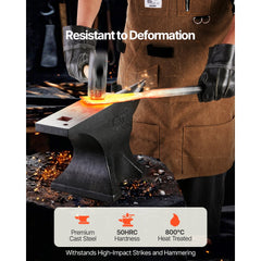 VEVOR Single Horn Anvil, 110lbs Cast Steel Anvil, High Hardness Rugged Round Horn Anvil for Blacksmiths, with Large