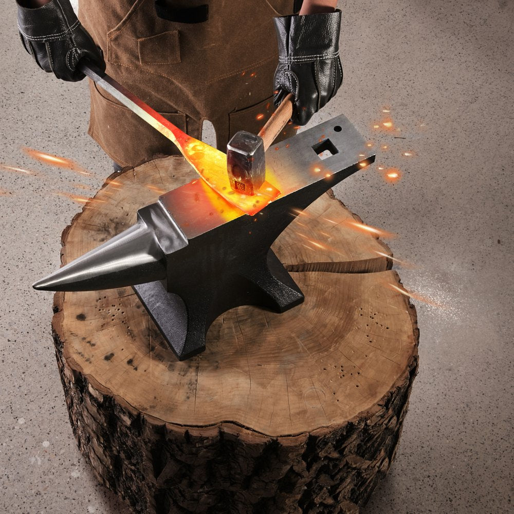 VEVOR Single Horn Anvil, 110lbs Cast Steel Anvil, High Hardness Rugged Round Horn Anvil for Blacksmiths, with Large
