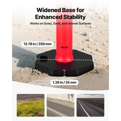 VEVOR 6 Pack Traffic Delineator Posts, 48 inches Traffic Safety Cones with Weighted Base and Reflective Strips, Heavy