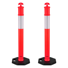 VEVOR 2 Pack Traffic Delineator Posts, 48 inches Traffic Safety Cones with Weighted Base and Reflective Strips, Heavy