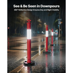 VEVOR 12 Pack Traffic Delineator Posts, 48 inches Traffic Safety Cones with Weighted Base and Reflective Strips, Heavy